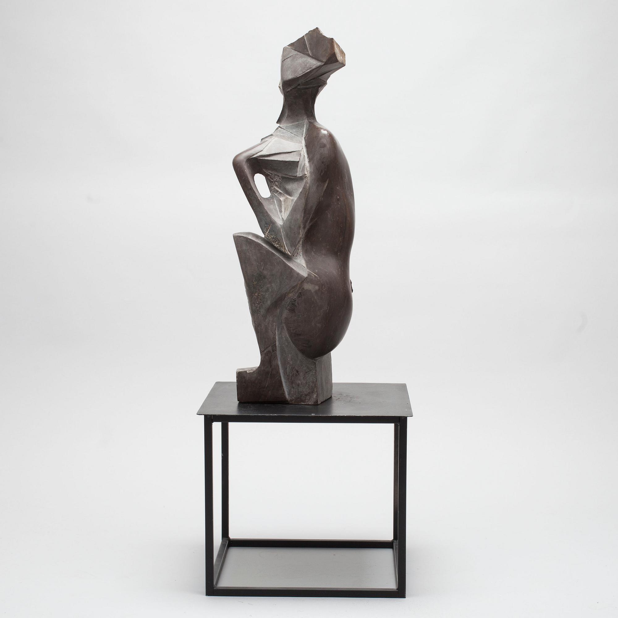 OKÄND KONSTNÄR, skulptur, täljsten, monogramsignerad, Sovjetunionen, 1900-talets andra hälft.