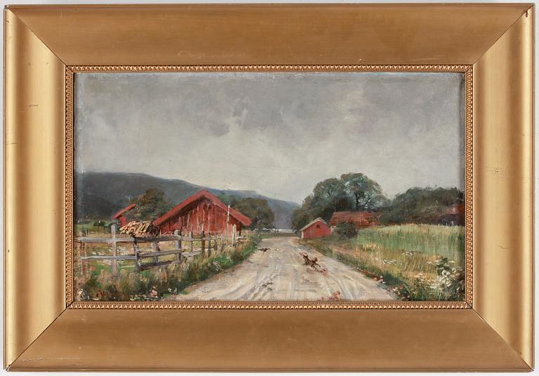 OKÄND KONSTNÄR, olja på duk, otydligt signerad, omkring 1900.