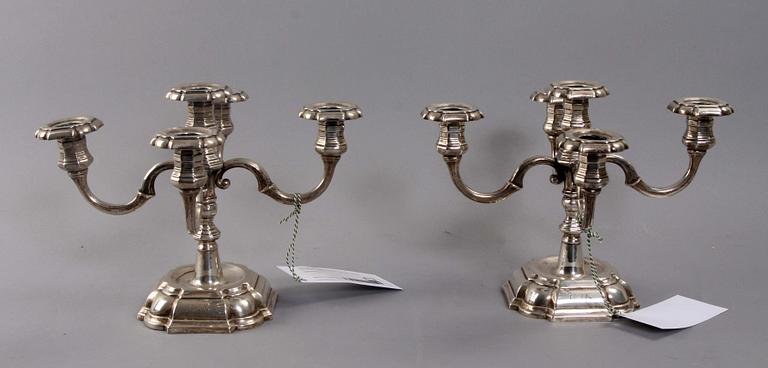 KANDELABRAR, ett par, silver, Danmark, 1940.