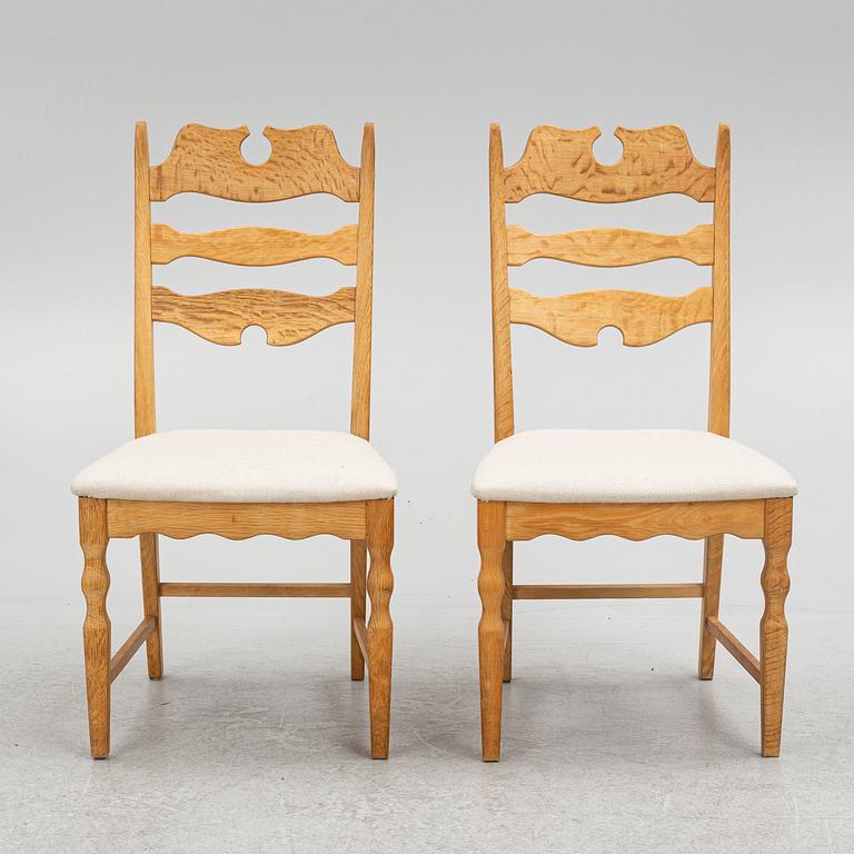 Henning Kjærnulf, attributed to. A set of eight chairs, Denmark, second half of the 20th Century.