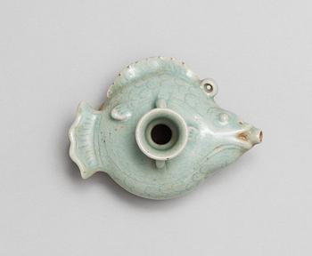 A celadon glazed water-dropper/water pot, Yuan dynasty (1271-1368).