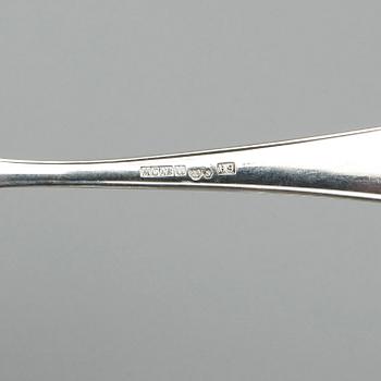 BORDSSKEDAR, 12 stycken, silver, "Disa", Linus Holst, MGAB Uppsala, 1950-tal. Total vikt ca 432 gram.