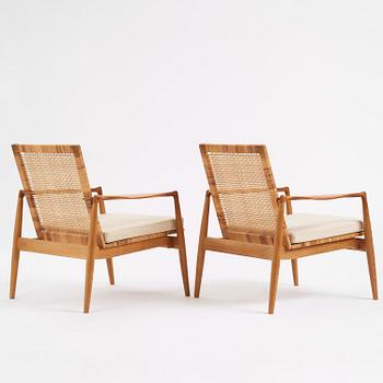 Finn Juhl, a pair of "SW 96" easy chairs, Søren Willadsen, Denmark.