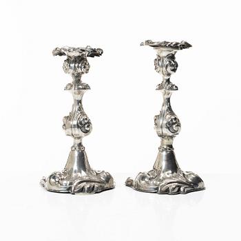 A pair of Swedish silver candlesticks, mark of Otto Lindeberg, Stockholm 1873.