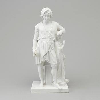 A bisquit sculptur after Thorvaldsen 'Thorvaldsen leaning on Hope', Royal Copenhagen, Denmark, 19th Century.