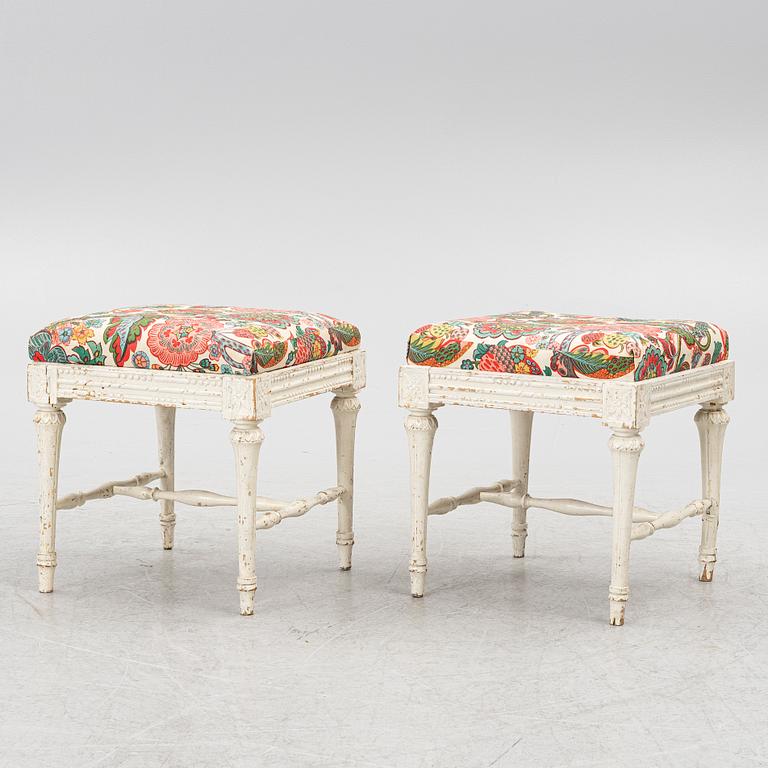 A pair of Gustavian stools, late 18th century.