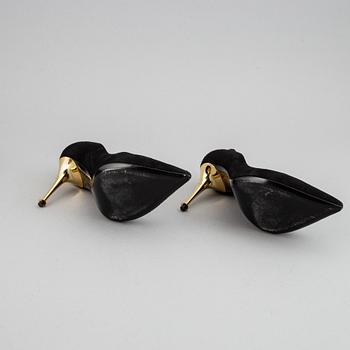 TOM FORD, a pair of black suede hight heel shoes, size 38½,