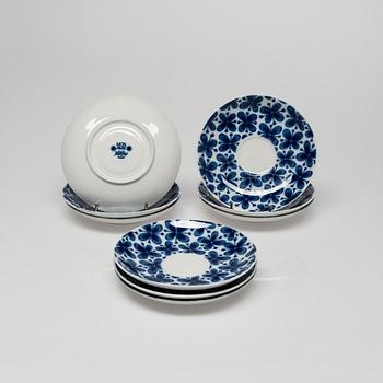 TEKOPPAR och ASSIETTER, 18 delar, porslin, "Mon amie", Marianne Westman, Rörstrand.