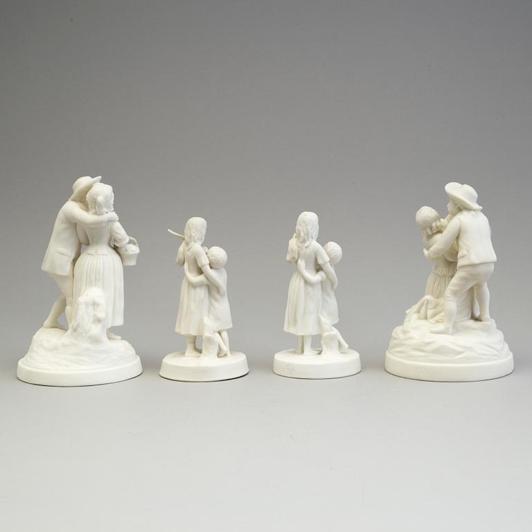 FOUR PARIAN GROUPS, Gustafsberg, early 20th century.