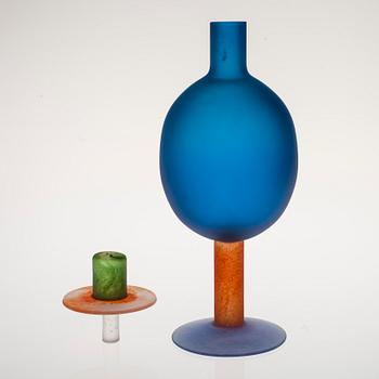 FLASKA, glas, signerad Oiva Toikka, Nuutajärvi.