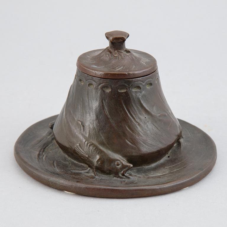 Ragnhild Söderling, an Art Nouveau bronze inkwell, signed R. Söderling. Foundry mark A.B. E. Gj-metod Stockholm.