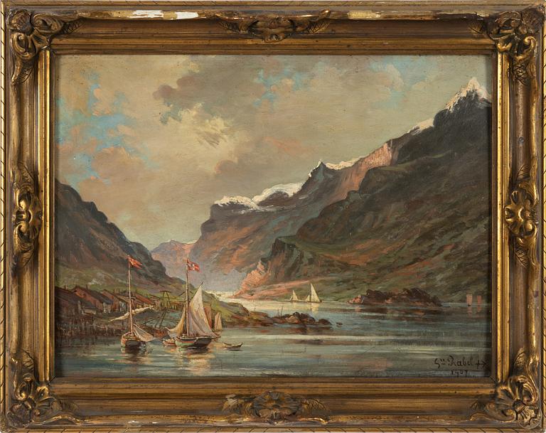 Gustave Rabel, olja på pannå, signerad och daterad 1907.