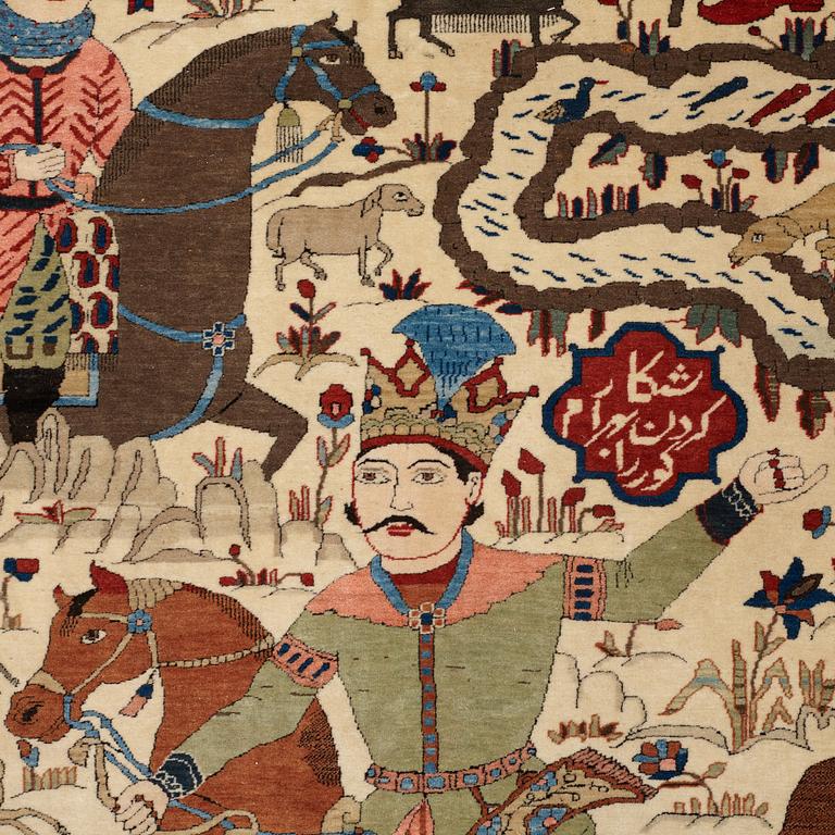 A RUG, semi-antique Kashan figural, so called Motachem, ca 205,5 x 140,5 cm.