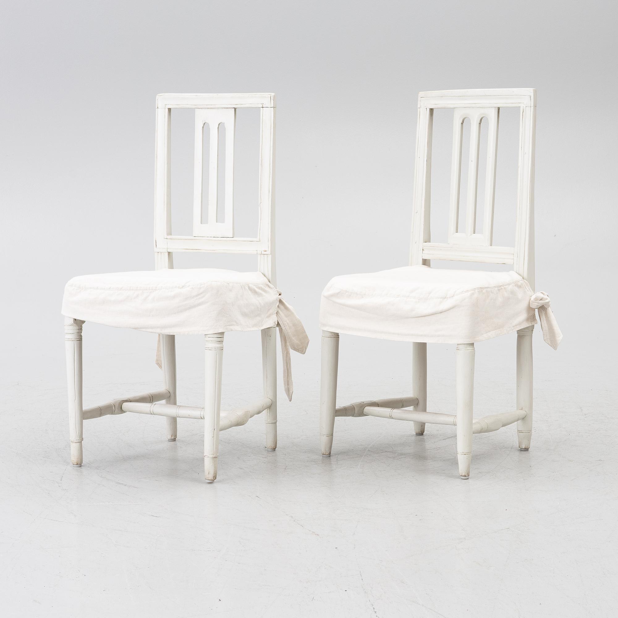 Six Gustavian chairs, late 18th century.