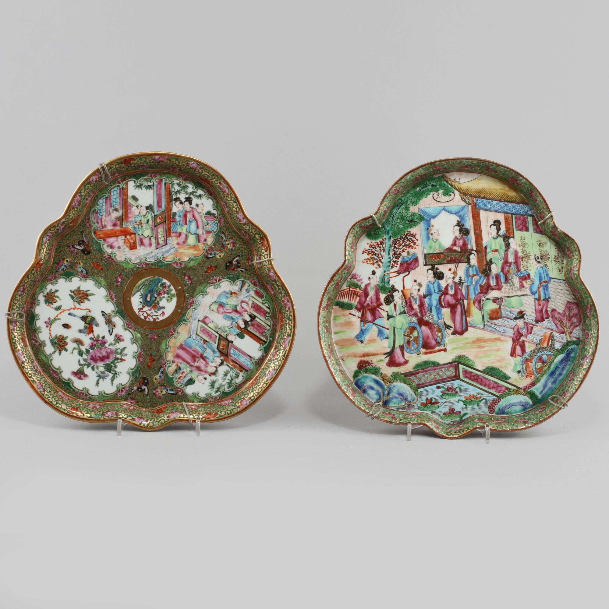 FAT, 2 st snarlika, porslin, Kanton, Kina, omkring sekelskiftet 1800/1900.