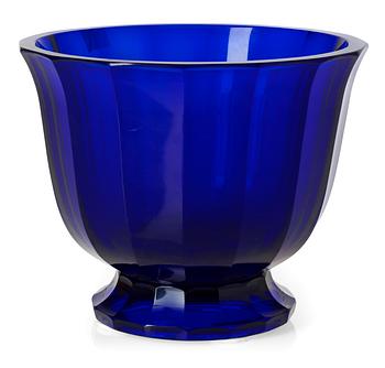 645. A Josef Hoffmann blue cut-glass bowl, Wiener Werkstätte.