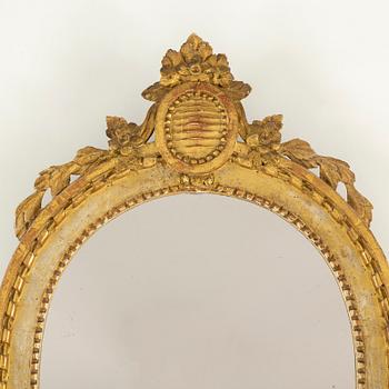 A Swedish Gustavian two-light mirror sconce by Nils Meunier (master in Stockholm 1754-1797).