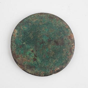 A Chinese bronze mirror, Han dynasty (206 BC-220 AD).