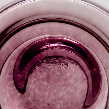 ALEKSI PUUSTINEN, A three-piece glass candleholder, signed.