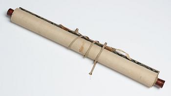 RULLMÅLNING, tusch och färg på papper. Okänd konstnär, Japan, 1800-talets mitt.