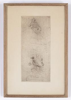 Henri de Toulouse-Lautrec, dry point etching, signed in the plate, 1898.