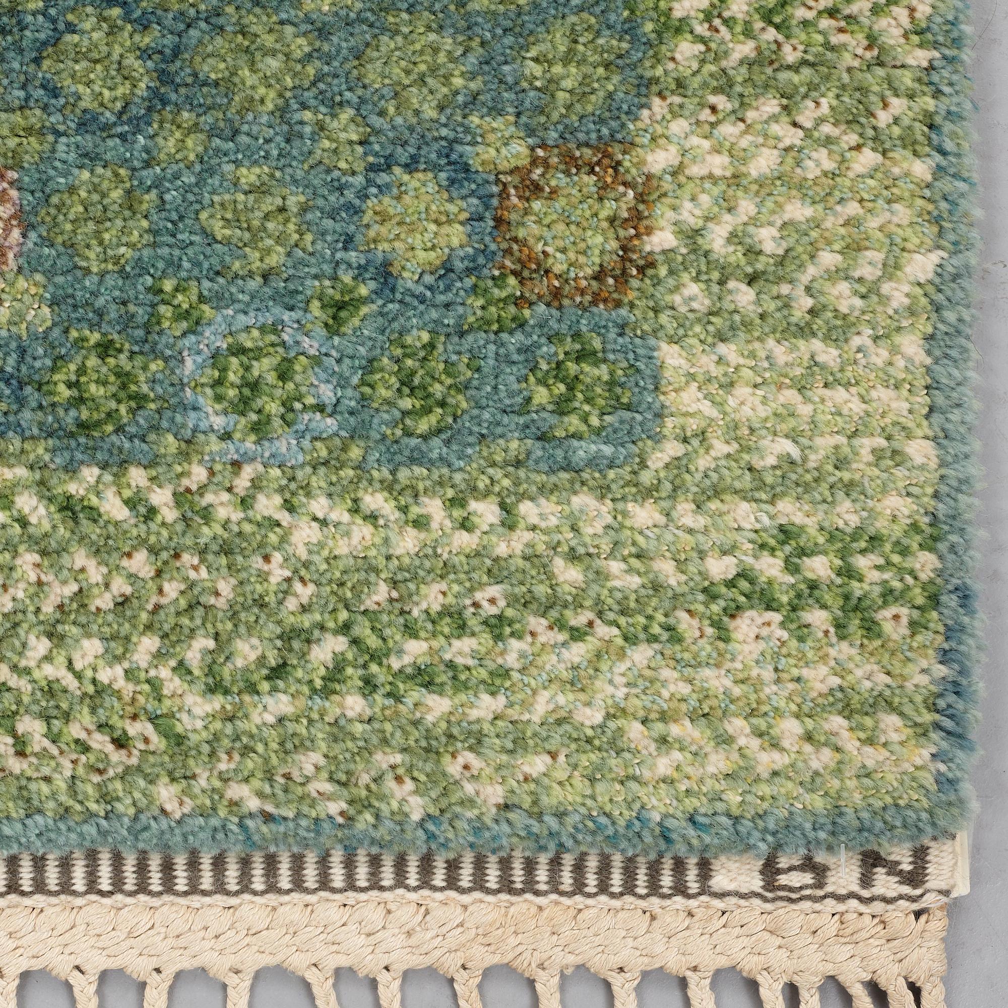 Barbro Nilsson, MATTA, "Bankrabatten grön", flossa, ca 246 x 211,5 cm, signerad AB MMF BN.