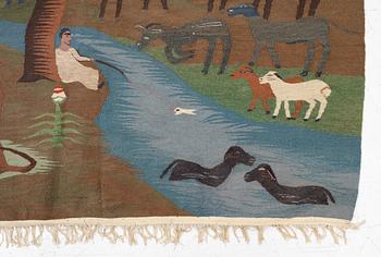 Ramses Wissa Wassef, textile, tapestry technique, Egypt, signed, c. 206 x 155 cm.