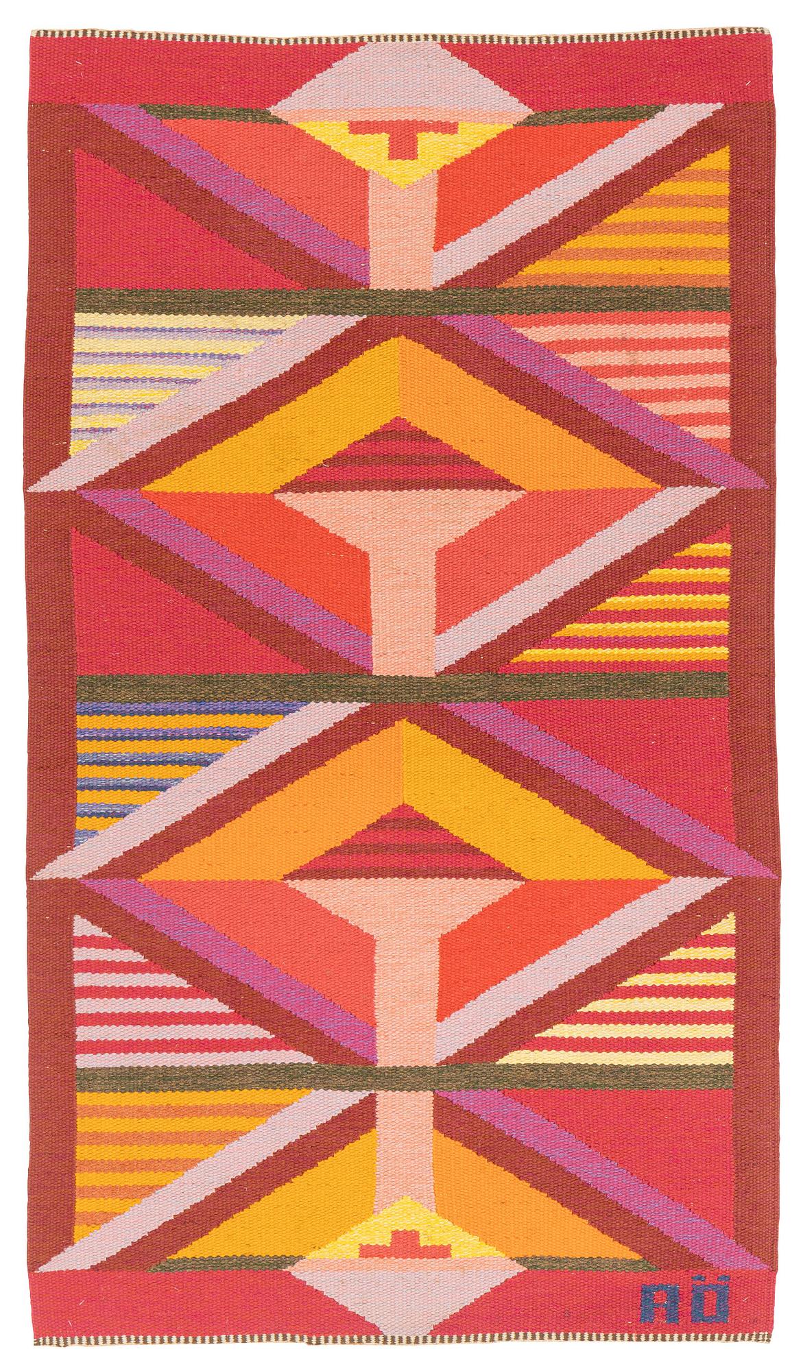 Agda Österberg, matta, rölakan, ca 201 x 116 cm, signerad AÖ.