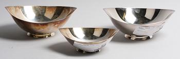 SKÅLAR, 3 st, nysilver. Danmark.