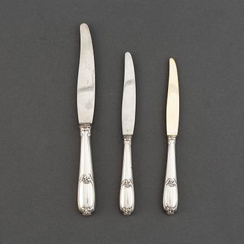 Knivar, 36 st (12+12+12), silver, Frankrike 1800-tal.