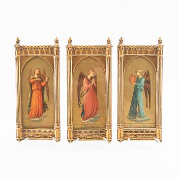 Decorative paintings, 3 pcs, early 20th century.