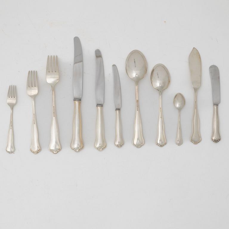 Bestickservis, 115 delar, silver, modell "Kungsholm", CG Hallberg, Stockholm, bl.a. 1949.