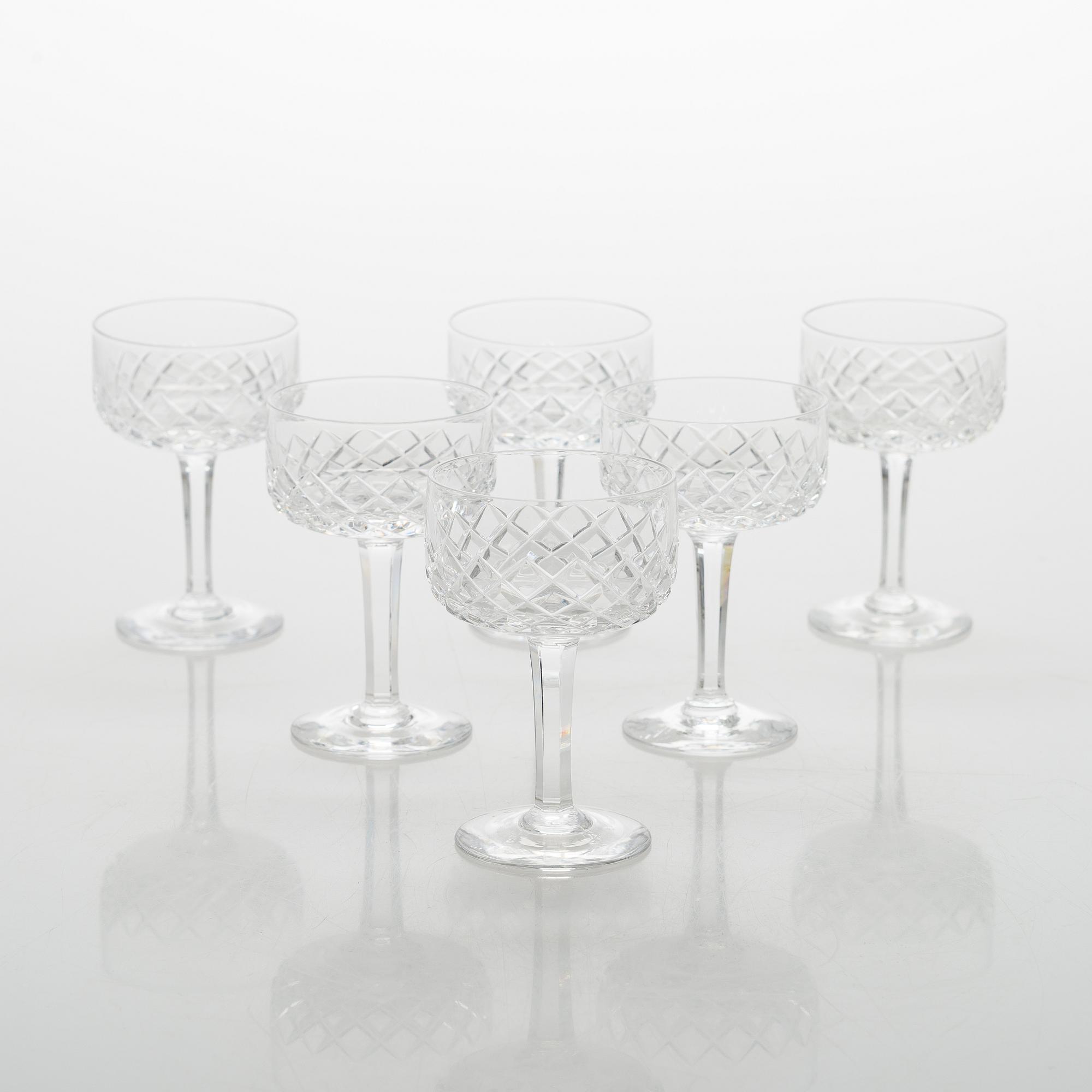 Ingeborg Lundin, glasservis, 18 delar, "Elisabeth", Orrefors, signerade OF.