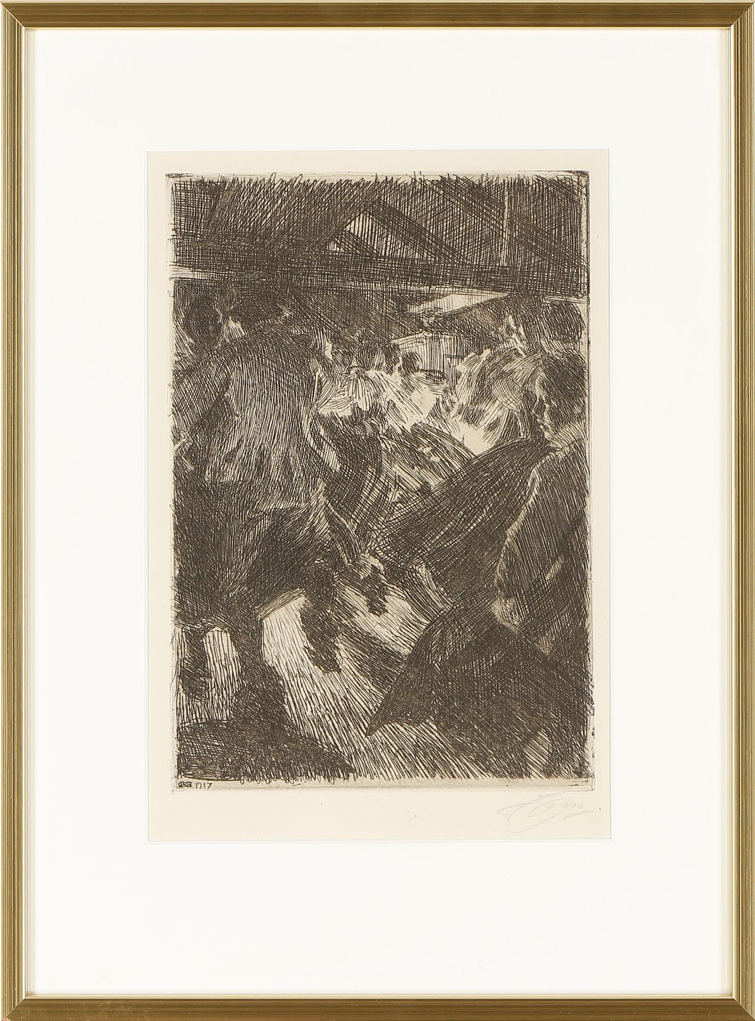 ANDERS ZORN, etsning, utförd 1917, signerad med blyerts.
