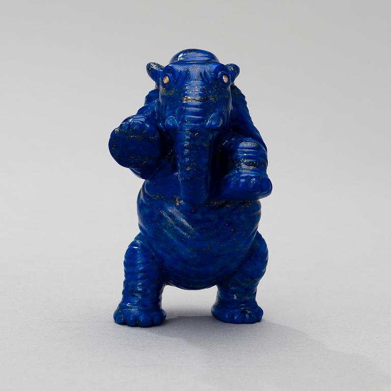 AN ELEPHANT, Alexei Kuzmich Denisov-Uralsky (1863-1926), Russian, early 20th century, lapis lazuli.