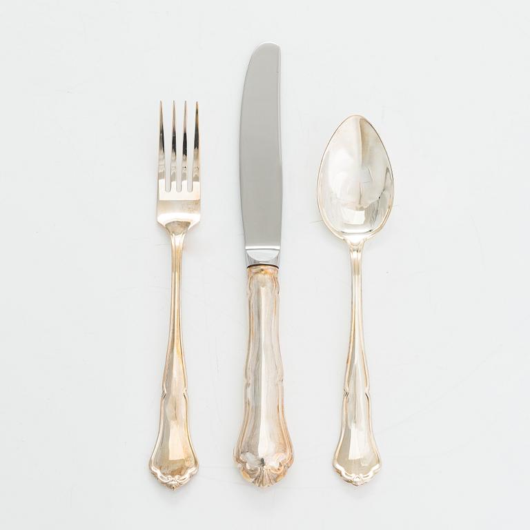 An 18-piece set of 'Chippendale' silver cutlery, Finland 1994.