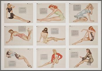 Alberto Vargas · ALBERTO VARGAS, kalenderblad, The Esquire Girl Calendar, USA, 1947.