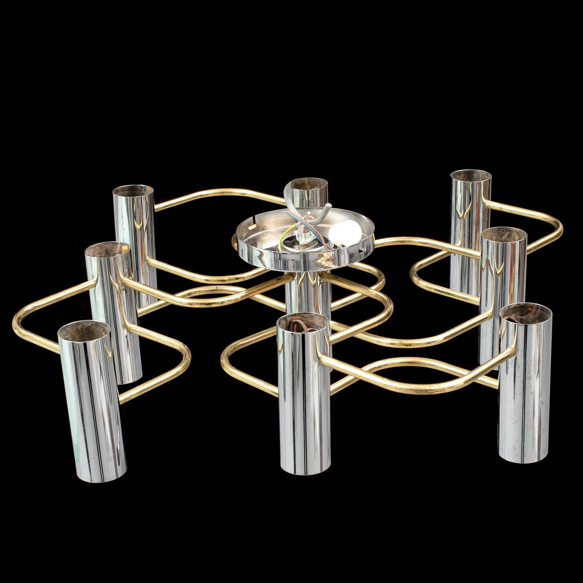 An eight-light ceiling light, second half of the 20th century.