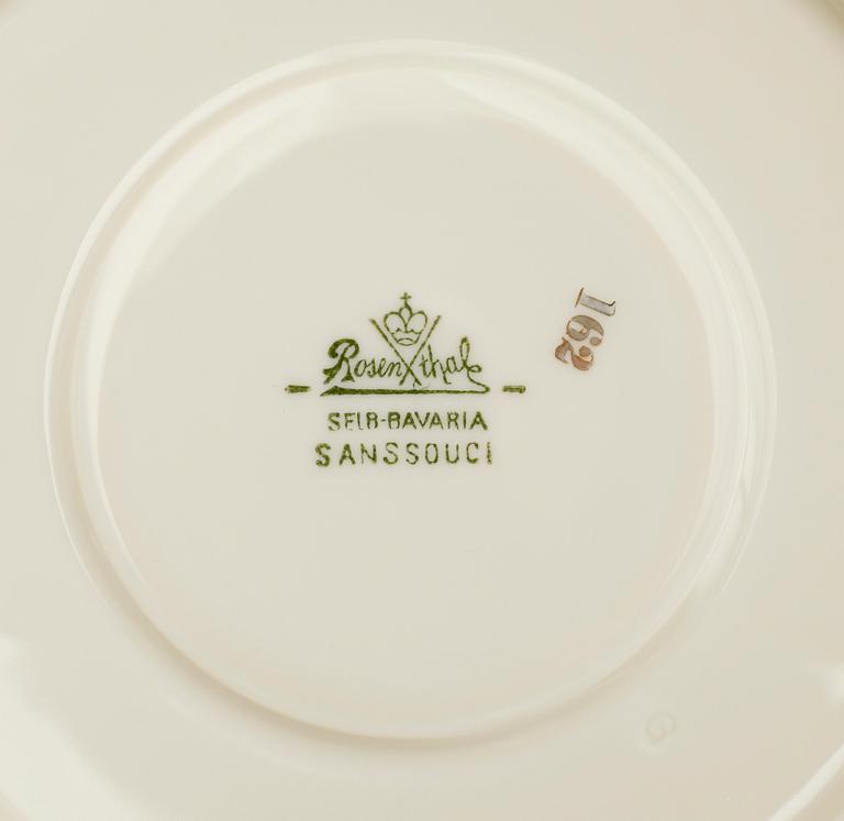 KAFFESERVIS, 36 del, porslin, "Sanssouci", Rosenthal.