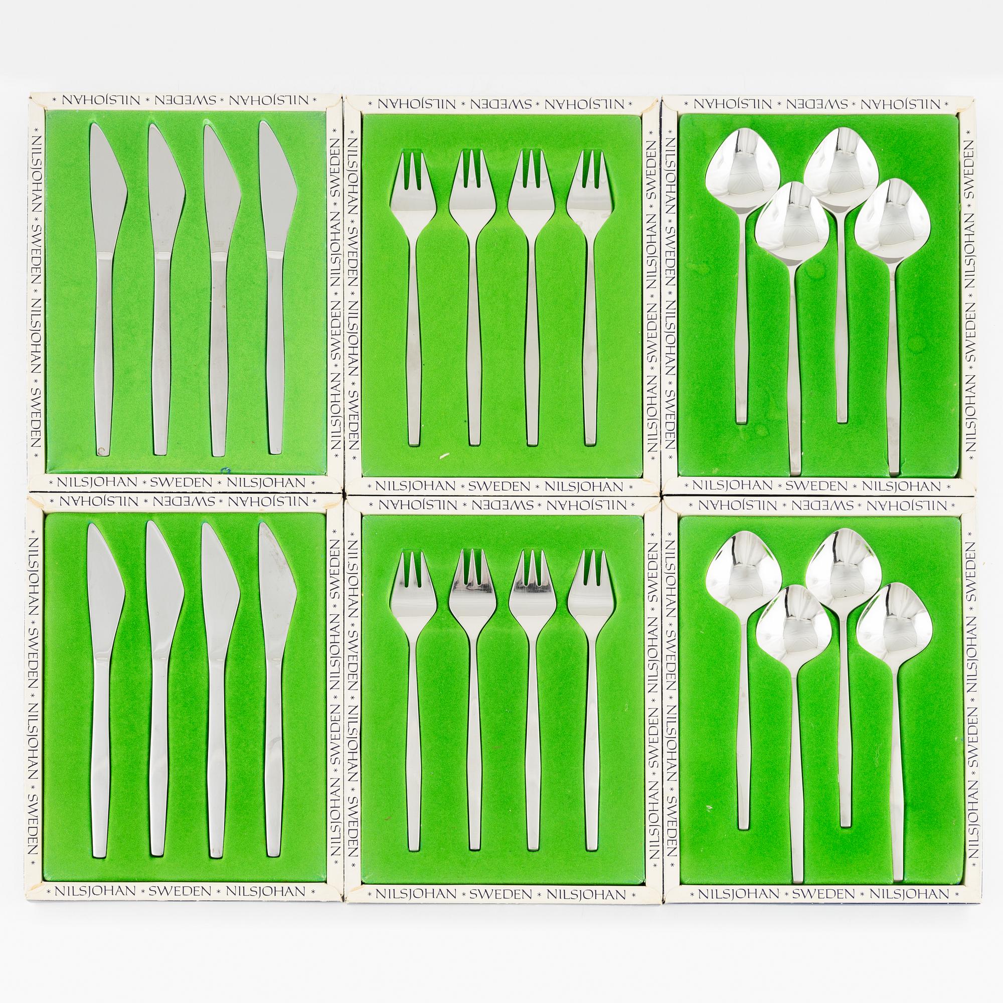 Sonja Katzin, a 36-piece 'Sayonara' flatware set, stainless steel, designed for Nils Johan, 1965.