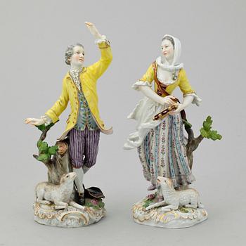 MEISSENFIGURINER ett par, Porslin. Meissen.