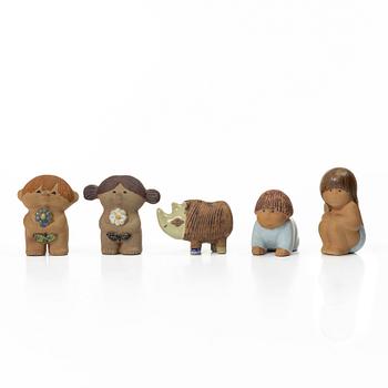 Lisa Larson, five stoneware figurines, Gustavsberg, Sweden.