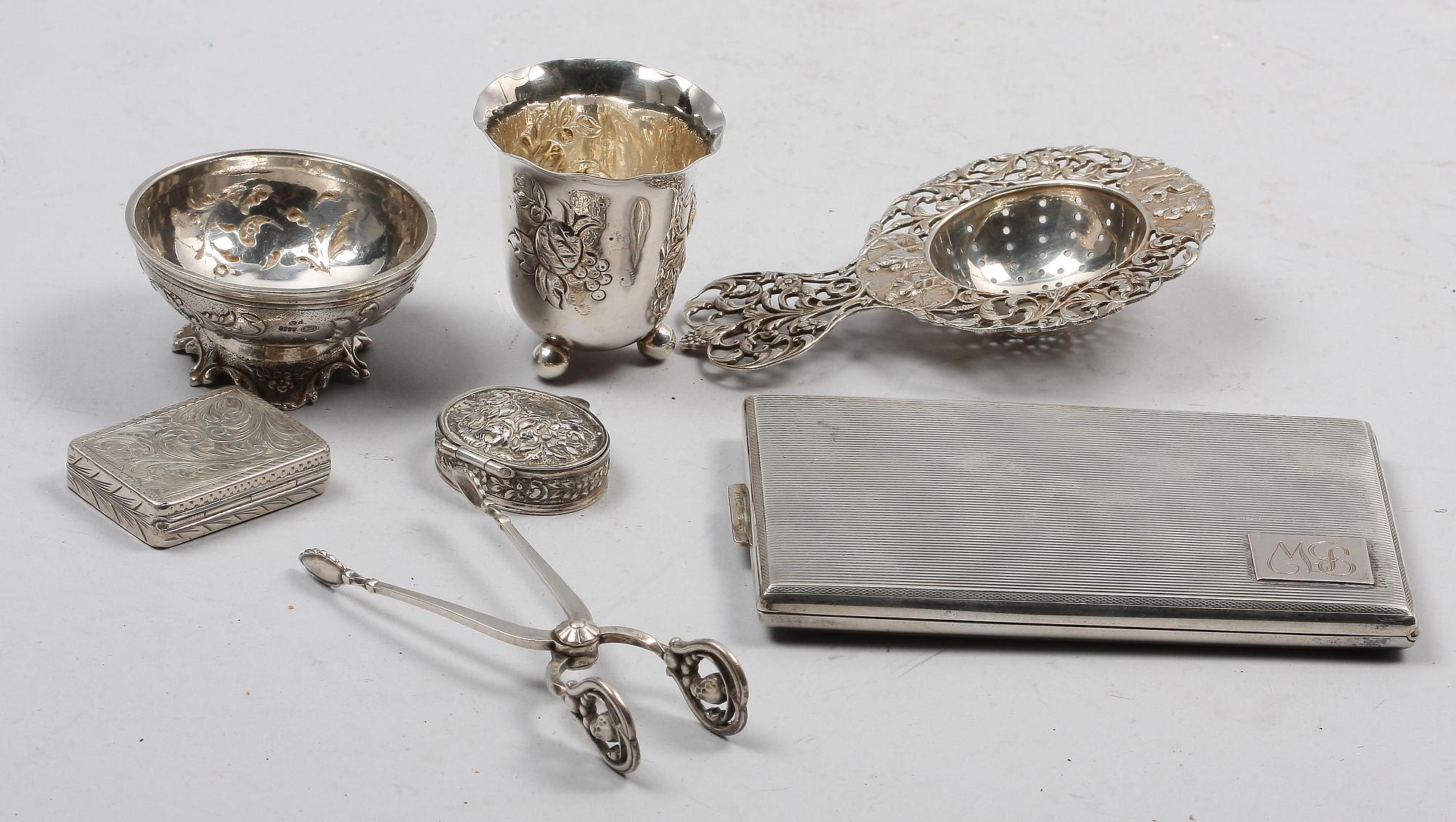 PARTI SILVER, 7 delar, bla Danmark, Sverige, Italien. 1900-talets mitt/senare del.