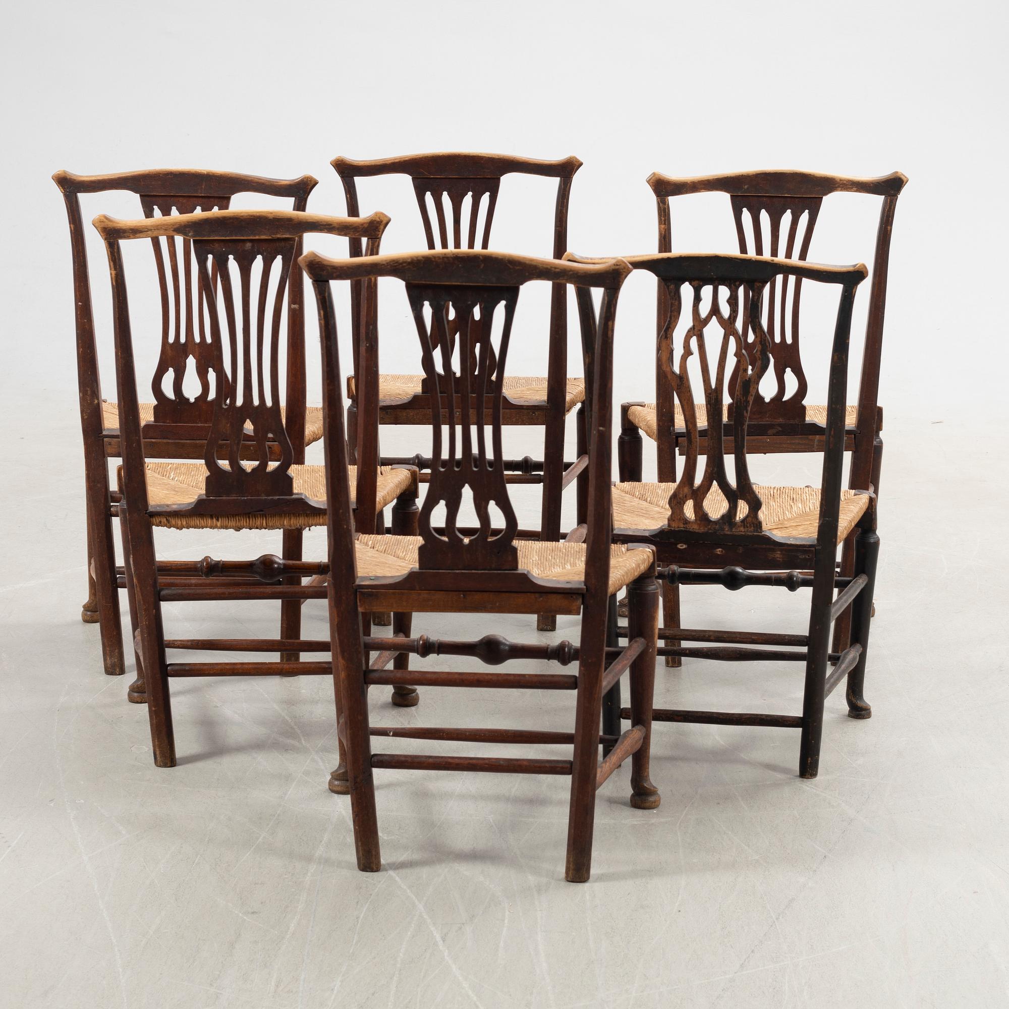 Chairs, 6 similar, England, early 19th century.