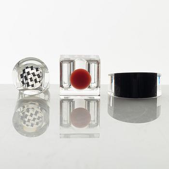 Siv Lagerström, three acrylic rings, 1970s.