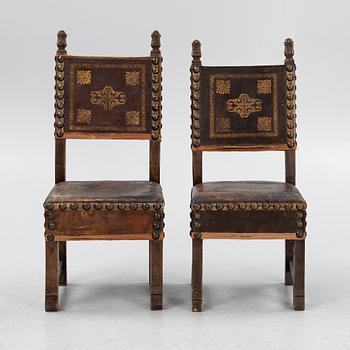 A set of nine beech Baroque style chairs, end of the 19th Century.