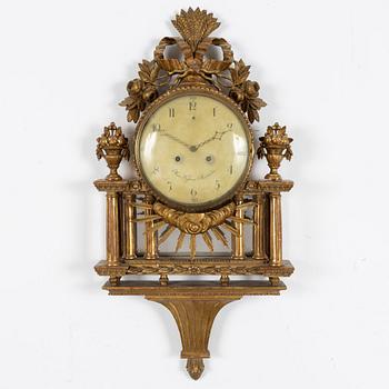 A Gustavian wall clock signed Hans Wessman, Stockholm, Sweden, late 18th century.