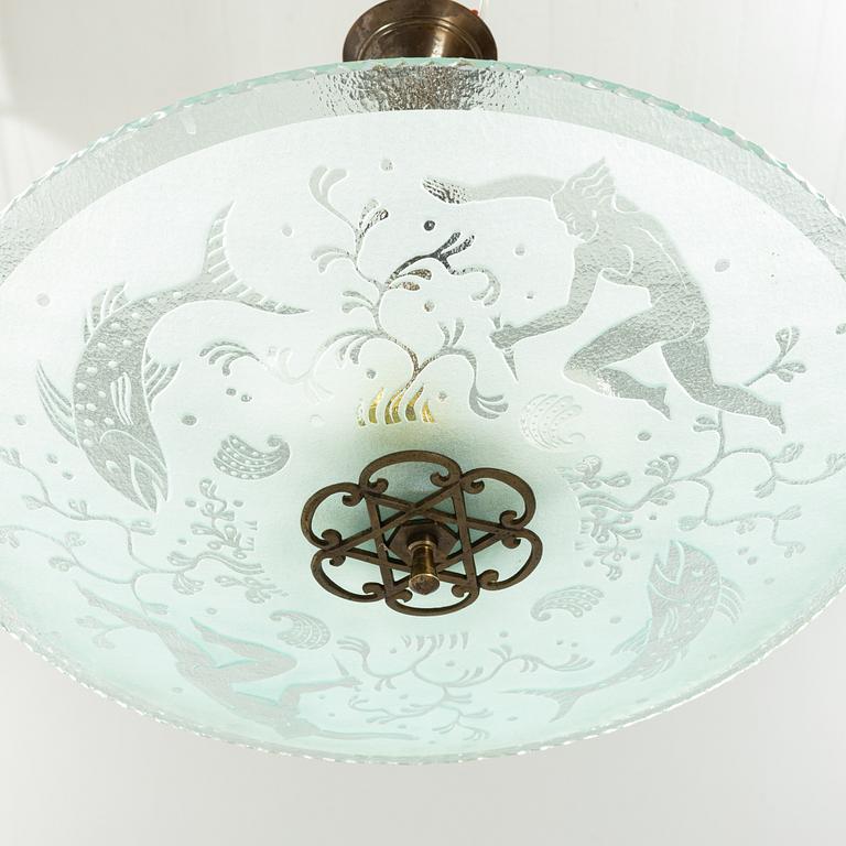 A Swedish Grace ceiling lamp, 1920's/30's.