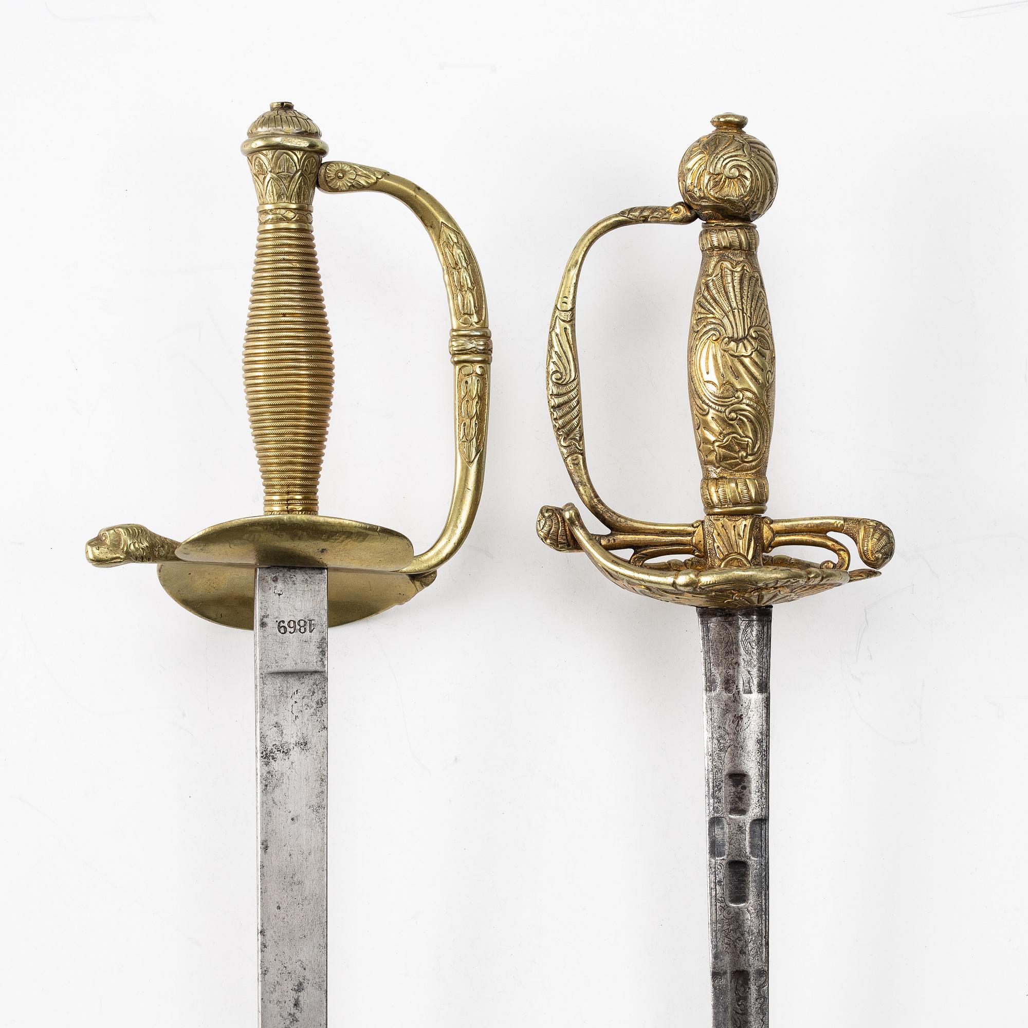 Värjor, 2 st. 17/1800-tal.