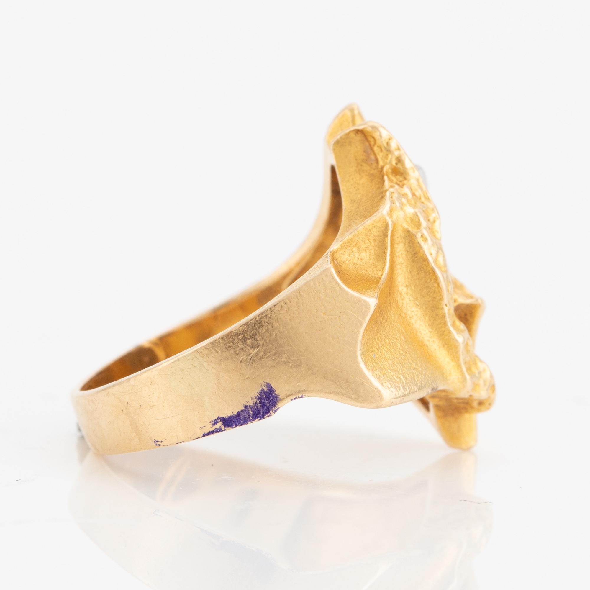 Björn Weckström, Ring "Geisir", 18K guld och platina. Lapponia 1979.